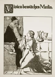 Vivien hechiza a Merlín, ilustración de 